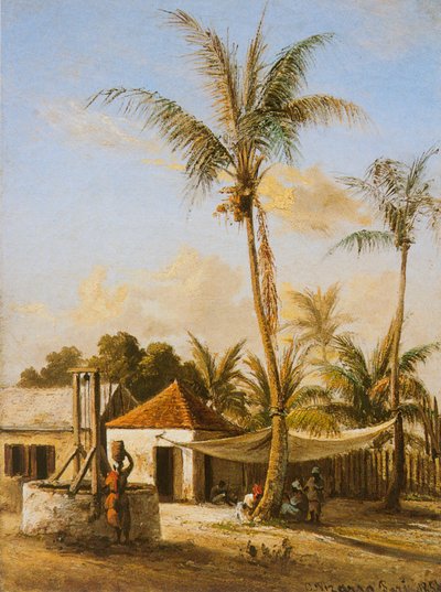 Figures Resting by a Village Well by Camille Jacob Pissarro
